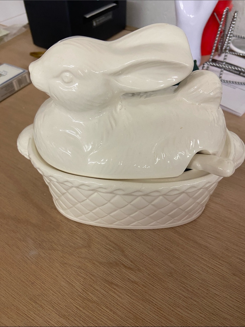 Cream Ceramic Bunny Covered Dish